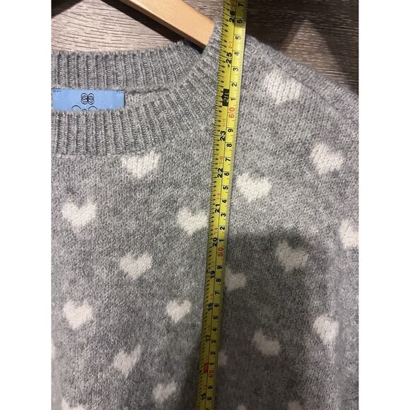 CeCe Sweater Grey White Hearts Oversized XS Knit Stretchy Women Love Valentines - Picture 4 of 7